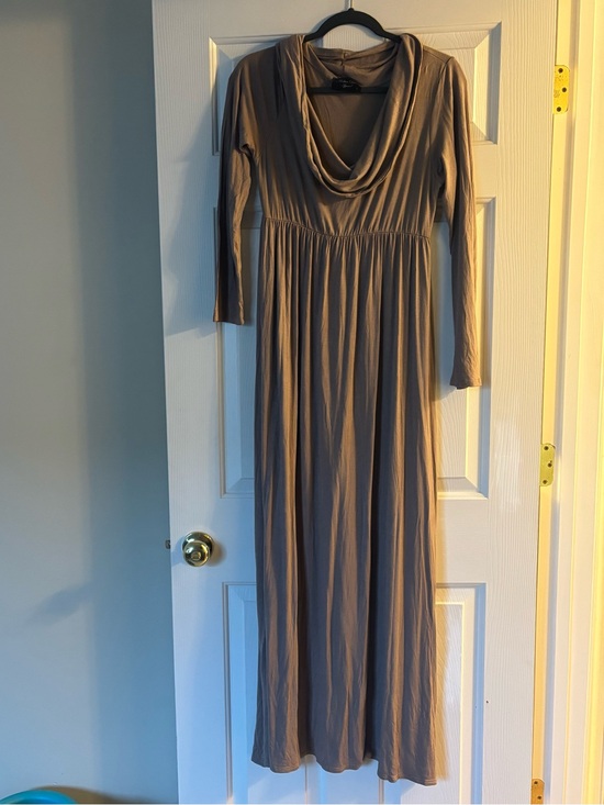 Mother Bee Maternity Dresses & Skirts - Mother Bee Maxi Cowl Neck Long Sleeve Brown Maternity Dress Gown Size Large